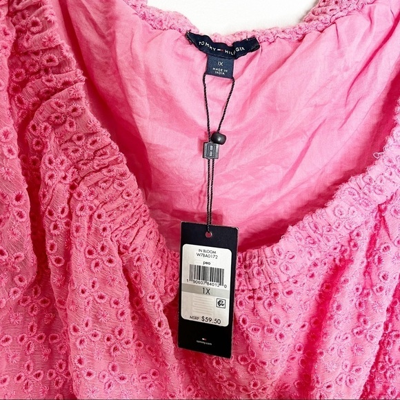 Tommy Hilfigern Pink Lace Off the Shoulder Blouse 1X - Picture 6 of 8